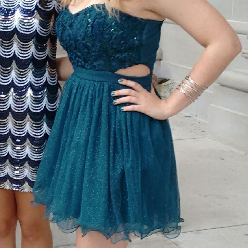 Teal Speechless dress